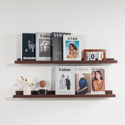 NEXHOME PRO Floating Shelves for Wall Set of 2,36 Inches Picture Ledge Shelf, Kids Bookshelf Wall Mounted for Living Room Bedroom Bathroom Kitchen, Easy Install,Walnut in Saudi Arabia