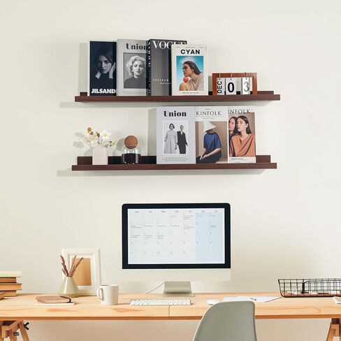 NEXHOME PRO Floating Shelves for Wall Set of 2,36 Inches Picture Ledge Shelf, Kids Bookshelf Wall Mounted for Living Room Bedroom Bathroom Kitchen, Easy Install,Walnut in Saudi Arabia