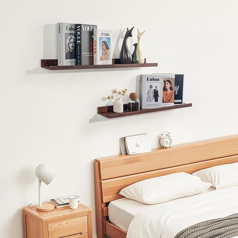 NEXHOME PRO Floating Shelves for Wall Set of 2,36 Inches Picture Ledge Shelf, Kids Bookshelf Wall Mounted for Living Room Bedroom Bathroom Kitchen, Easy Install,Walnut in Saudi Arabia