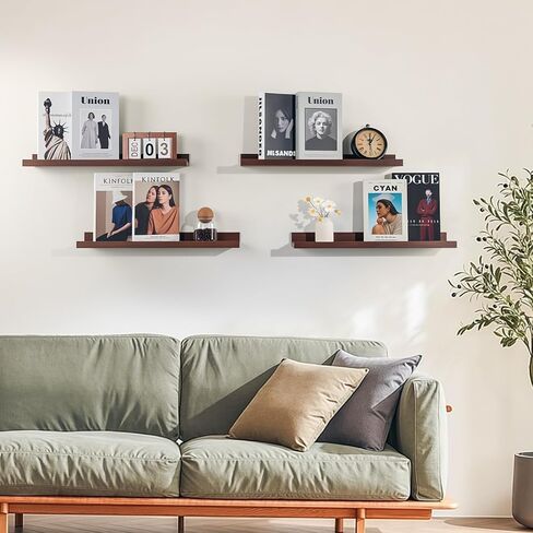 NEXHOME PRO Floating Shelves for Wall Set of 2,36 Inches Picture Ledge Shelf, Kids Bookshelf Wall Mounted for Living Room Bedroom Bathroom Kitchen, Easy Install,Walnut in Saudi Arabia