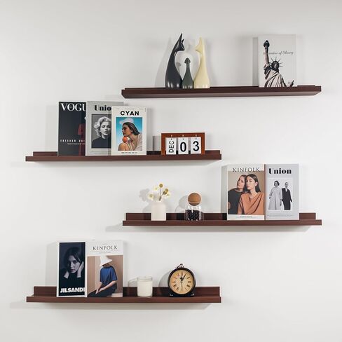 NEXHOME PRO Floating Shelves for Wall Set of 2,36 Inches Picture Ledge Shelf, Kids Bookshelf Wall Mounted for Living Room Bedroom Bathroom Kitchen, Easy Install,Walnut in Saudi Arabia