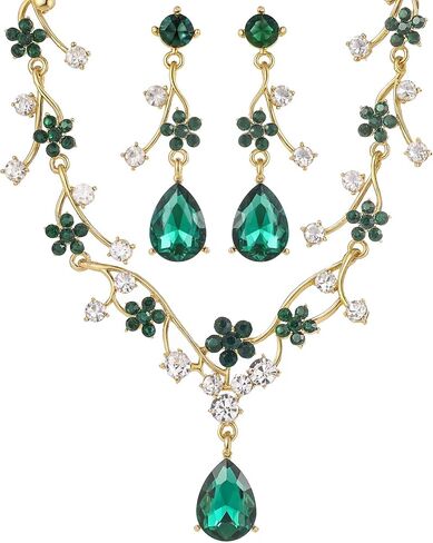 Floral Jewelry Set for Women–Wedding Jewelry Sets For Brides With Crystal Necklace & Earrings for Brides and Bridesmaids in Saudi Arabia