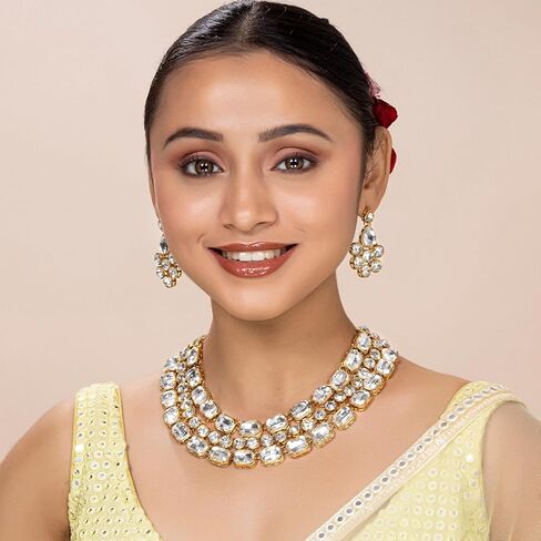 Aheli Layered Long Necklace & Dangle Earring Bharatanatyam jewellery set for Women in Saudi Arabia