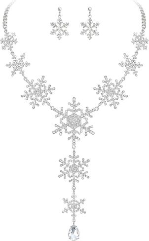EVER FAITH Tear Drop Snowflake Necklace Earrings Set Austrian Crystal in Saudi Arabia