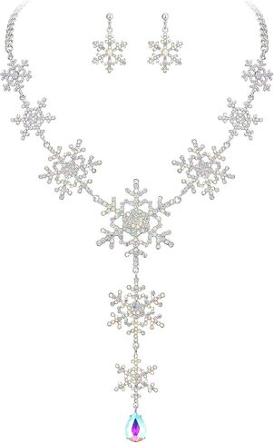 EVER FAITH Tear Drop Snowflake Necklace Earrings Set Austrian Crystal in Saudi Arabia