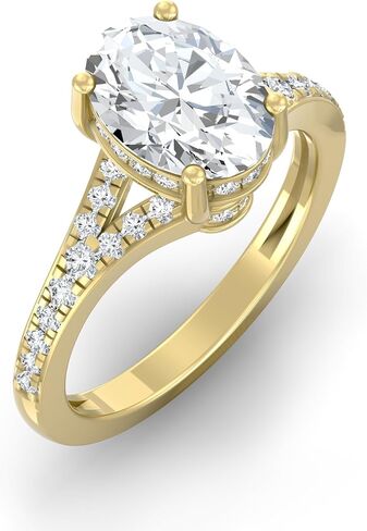 1 1/4-3 1/2 Carat Oval and Round Shape Lab Grown Diamond Solitaire Engagement Ring | 10K, 14K Solid Yellow or White Gold Wedding Engagement Ring | D-F Color and VS Clarity in Saudi Arabia