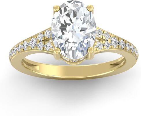 1 1/4-3 1/2 Carat Oval and Round Shape Lab Grown Diamond Solitaire Engagement Ring | 10K, 14K Solid Yellow or White Gold Wedding Engagement Ring | D-F Color and VS Clarity in Saudi Arabia