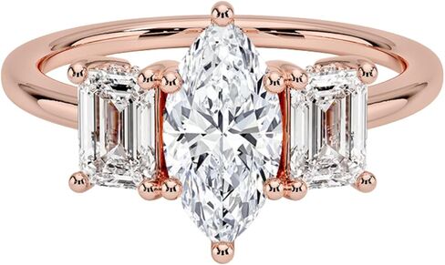 1-3 CT Marquise Cut IGI Certified Lab Grown Diamond Ring 10K 14K 18K Solid Gold Emerald Three Stone Lab Grown Diamond Engagement Ring Christmas gift for Women (E-F Color, VVS2 Clarity) in Saudi Arabia