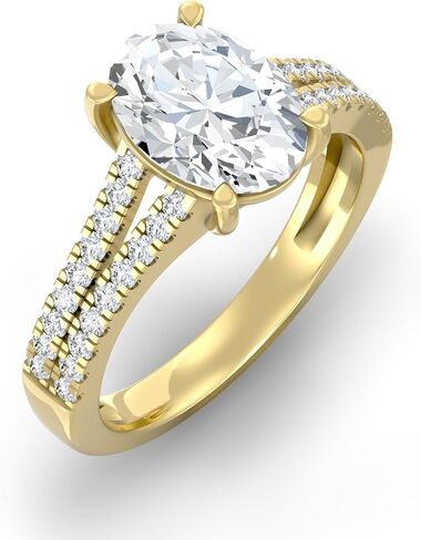 1 1/4 Carat - 3 1/3 Carat Oval and Round Shape Lab Grown Diamond Solitaire Engagement Ring | 10K, 14K Solid Yellow or White Gold Wedding Engagement Ring | D-F Color and VS Clarity in Saudi Arabia