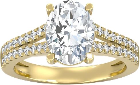 1 1/4 Carat - 3 1/3 Carat Oval and Round Shape Lab Grown Diamond Solitaire Engagement Ring | 10K, 14K Solid Yellow or White Gold Wedding Engagement Ring | D-F Color and VS Clarity in Saudi Arabia