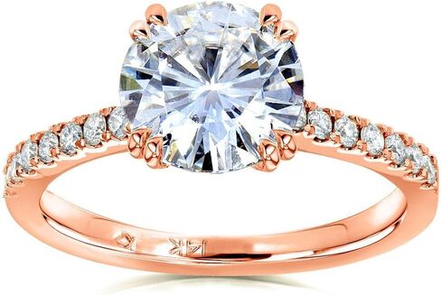 Kobelli Moissanite and Lab Grown Diamond Engagement Ring 1 3/4 CTW 14k Rose Gold (GH/VS, DEF/VS) in Saudi Arabia