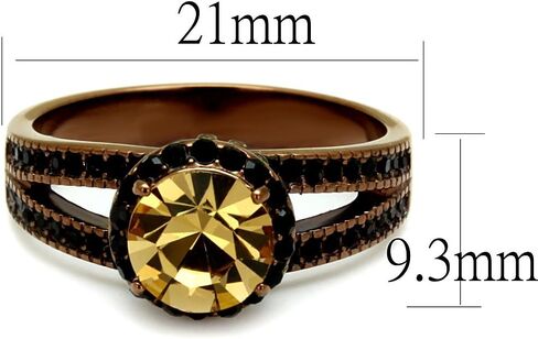 Marimor Jewelry Women's Brown Plated Stainless Steel 3.35 Carat Round Smoked Crystal Engagement Ring in Saudi Arabia