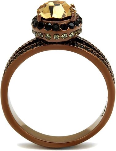 Marimor Jewelry Women's Brown Plated Stainless Steel 3.35 Carat Round Smoked Crystal Engagement Ring in Saudi Arabia