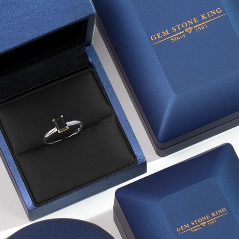 Gem Stone King 925 Silver and 10K Yellow Gold Black Onyx Engagement Ring For Women | 0.56 Cttw | Emerald Cut 6X4MM | Gemstone December Birthstone in Saudi Arabia