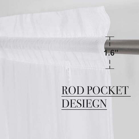 White Sheer Curtains 63 inch Length for Bedroom, Rod Pocket Translucent Voile Sheer Airy & Breathable Curtain Panels for Flat/Apartment, 2 Pieces, 60" W in Saudi Arabia