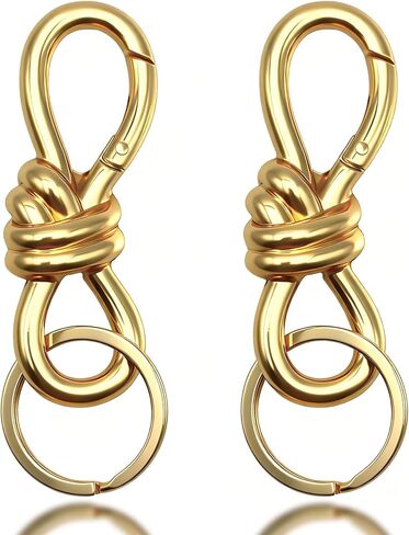 Gold Twist Knot Clasp Bag Charms Keychain, 2Pcs Trendy D-Ring Keychains Purse Charm Heavy Duty Spring Snap Hook in Saudi Arabia