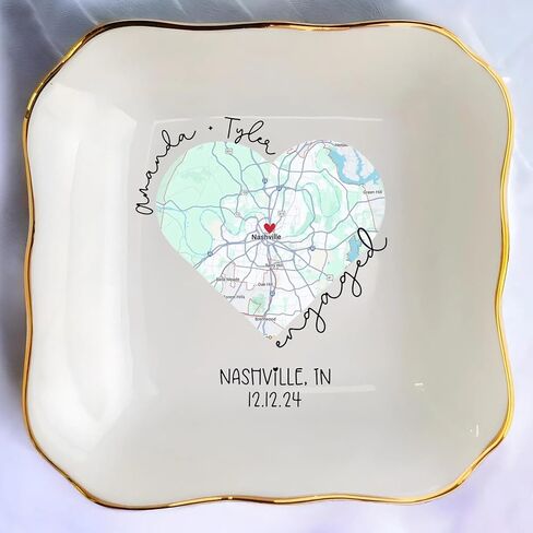طبق خاتم صور مخصص من تشيلفر، حامل مجوهرات شخصي، صينية حلية للصور، هدية خطوبة لها، طبق مجوهرات تذكار الزفاف، هدايا تذكارية، تذكار صورة زوجين مخصص 3 in Saudi Arabia