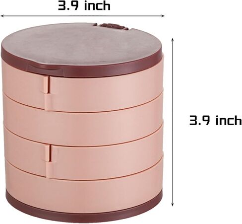 Red Rotating Multi-Layer Jewelry Box - Elegant Earring Organizer with Necklace Holder - Dust-Proof and Compact - Perfect for Dainty Collections BLC47-02 in Saudi Arabia