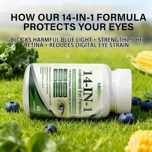 Evervision 14-in-1 Advanced Eye Formula - Eye Vitamin and Mineral Supplement for Eye Health - 60 Capsules (1pc) in Saudi Arabia
