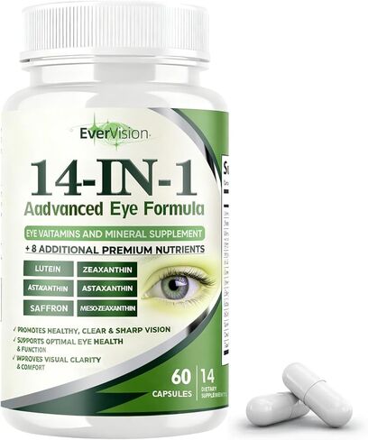 Evervision 14-in-1 Advanced Eye Formula - Eye Vitamin and Mineral Supplement for Eye Health - 60 Capsules (1pc) in Saudi Arabia