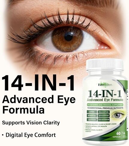 Evervision 14-in-1 Advanced Eye Formula - Eye Vitamin and Mineral Supplement for Eye Health - 60 Capsules (1pc) in Saudi Arabia