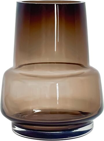 مزهرية زجاجية من Aoderun للزهور مصنوعة يدويًا ومزهريات زهور كبيرة حديثة للقطع المركزية وغرفة المعيشة والمكتب وطاولة القهوة والمطبخ وحفلات الزفاف 7.5 بوصة (بني) in Kuwait