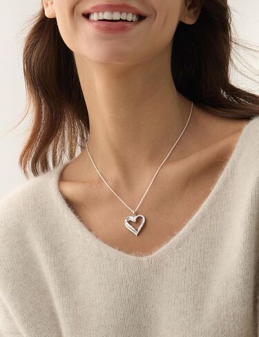 ASHINE Endless Love 1.6CT Moissanite Heart Necklace for Women, 925 Sterling Silver White Gold Plated, VVS1 Clarity Mixed-Cut Pendant in Kuwait