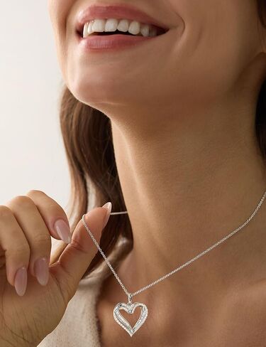 ASHINE Endless Love 1.6CT Moissanite Heart Necklace for Women, 925 Sterling Silver White Gold Plated, VVS1 Clarity Mixed-Cut Pendant in Kuwait