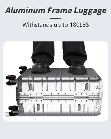 YYW Full Aluminum Frame Carry On Luggage - Airline Approved Hardside Spinner Suitcase with TSA Lock, Lightweight Suitcase and Silent Wheels Ideal for Business Travel in Saudi Arabia