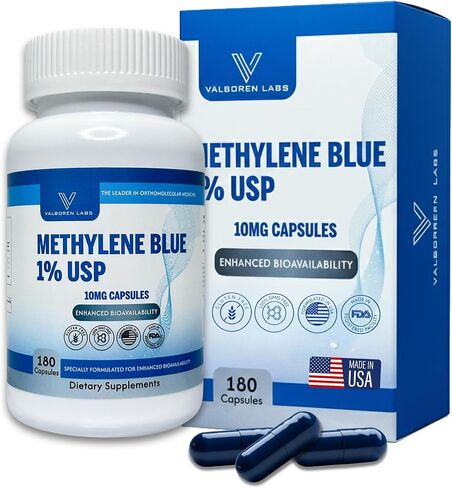 Methylene Blue Capsules 10 mg – Pharmaceutical Grade – with Vitamin C Ester – Non-GMO & Vegan – Made in USA – 180 Count in Saudi Arabia