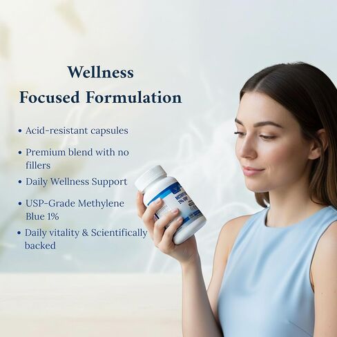 Methylene Blue Capsules 10 mg – Pharmaceutical Grade – with Vitamin C Ester – Non-GMO & Vegan – Made in USA – 180 Count in Saudi Arabia