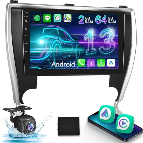 [4 + 64g] لتويوتا كامري 2015 2016 2017 ترقية ستيريو - 10.1 بوصة IPS Toushscreen Android 13 Radio - Carplay اللاسلكي و Android Auto ، الصفحة الرئيسية المخصصة ، WiFi ، GPS ، متعدد الوظائف + كاميرا احتياطية AHD in Kuwait