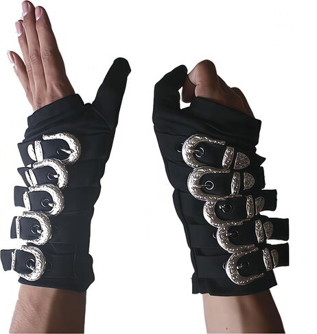 Punk Who'sBAD Impersonator Black Cotton Arm Sleeves with Adjustable Metal Buckles Glove- 11 inches Long, Collectible, Adult-Sized Stage Accessories in Saudi Arabia