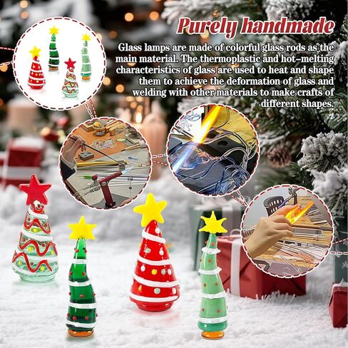JOJOCY 4 Pcs Mini Christmas Glass Tree, Crystal Cedar Ornaments Set, Handcrafted Small Solid Glass Xmas Tree Gifts for Dollhouse, Holiday Crafts & DIY Decor (Candy-Colored Tree 2.5-2.9in) in Saudi Arabia