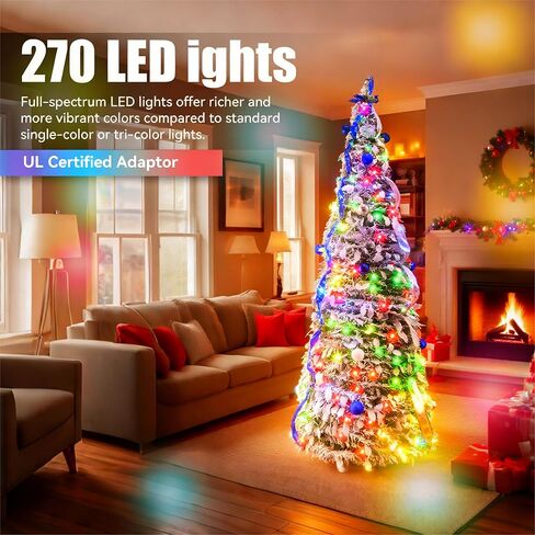 شجرة عيد الميلاد المتدفقة الذكية المضاءة مسبقًا بطول 7 أقدام مع 250 مصباح LED، تطبيق وجهاز تحكم عن بعد، ديكورات عيد الحب، حامل معدني قابل للطي، تجميع سهل لديكورات حفلات المنزل والمكتب الداخلي in Kuwait
