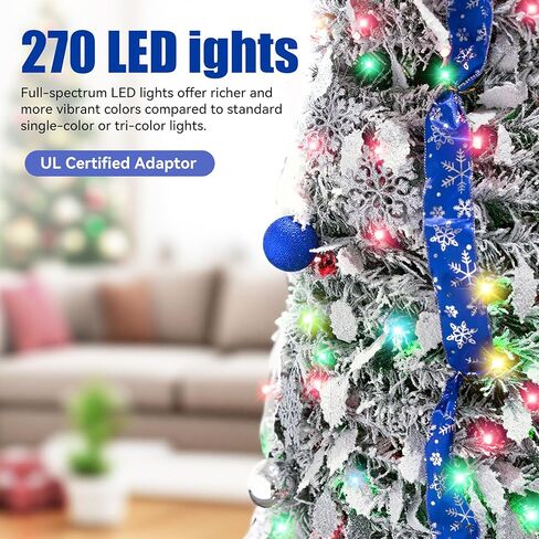 شجرة عيد الميلاد المتدفقة الذكية المضاءة مسبقًا بطول 7 أقدام مع 250 مصباح LED، تطبيق وجهاز تحكم عن بعد، ديكورات عيد الحب، حامل معدني قابل للطي، تجميع سهل لديكورات حفلات المنزل والمكتب الداخلي in Kuwait