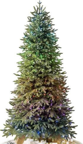 Balsam Hill Silverado Slim - Realistic Narrow Christmas Tree with True Needle Foliage with Premium Stand & Easy Assembly for Indoor Holiday Decorating, LED Clear, 6' in Saudi Arabia