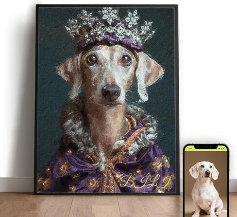 ArRord Custom Pet Royal Portrait from Photo, Artist-Crafted Digital Oil Painting Style, Personalized Dog & Cat Portrait, Premium Pet Canvas Wall Art, Unique Pet Lover Gift Made in US (Warrior 1) in Saudi Arabia