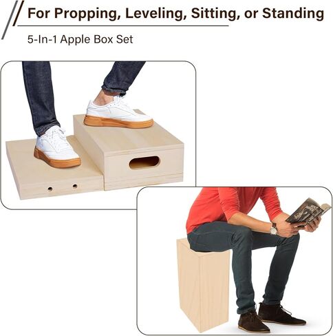Modern Wooden 5 Size Photography Apple Box Set with Storage Bag, 5 in 1 Nesting Apple Boxes with Magnetic Lid, Stackable for Supporting Height-Adjusting Photo Studio Film and Photography in Saudi Arabia