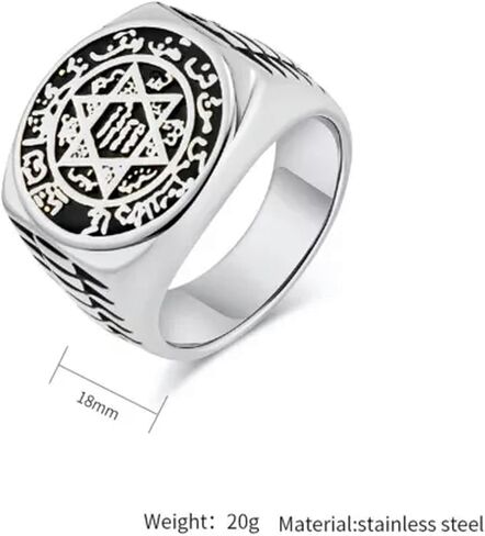 Mens Stainless Steel Star of David Hexagram Religious Ring Biker Band Jewelry-Silver-11 in Saudi Arabia