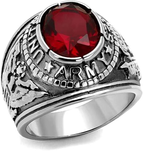 Men's USA United States Army Military Ring Patriotic Bezel Set Crystal Oval Centerstone in Saudi Arabia