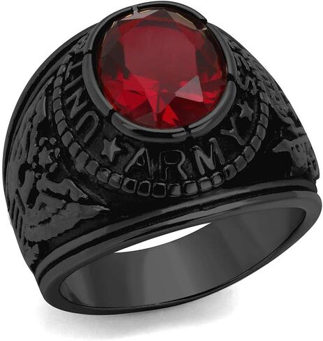 Men's USA United States Army Military Ring Patriotic Bezel Set Crystal Oval Centerstone in Saudi Arabia