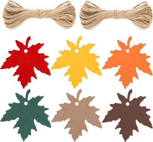 joycraft 120Pcs Fall Maple Gift Tags with String, 12 Style Fall Leaf Tags, One-Sided Printing, Fall Gift Hangtags for Thanksgiving, Gift Wrapping, DIY Crafts, Wedding, Holiday Party in Saudi Arabia