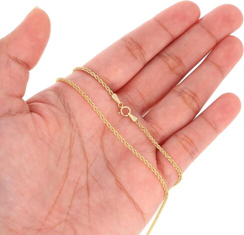 Nuragold 14k الذهب الأصفر الحقيقي 1.5mm حبل سلسلة قطع الماس قلادة (16 "-24") مجوهرات إيطالية لذيذة للرجال والنساء in Saudi Arabia