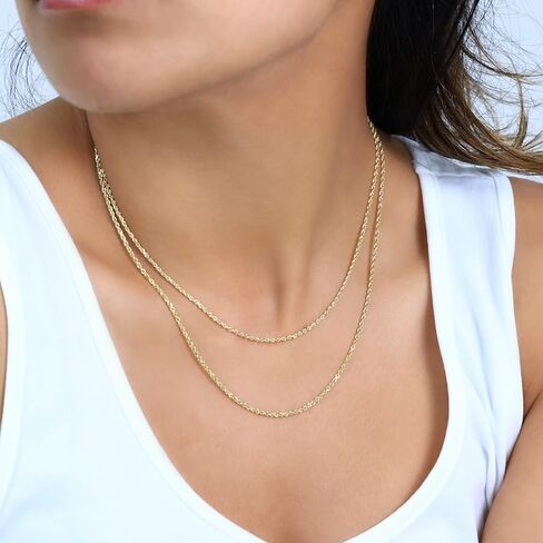Nuragold 14k الذهب الأصفر الحقيقي 1.5mm حبل سلسلة قطع الماس قلادة (16 "-24") مجوهرات إيطالية لذيذة للرجال والنساء in Saudi Arabia