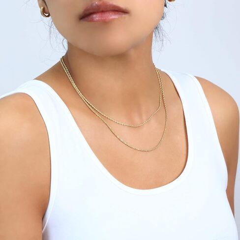 Nuragold 14k الذهب الأصفر الحقيقي 1.5mm حبل سلسلة قطع الماس قلادة (16 "-24") مجوهرات إيطالية لذيذة للرجال والنساء in Saudi Arabia