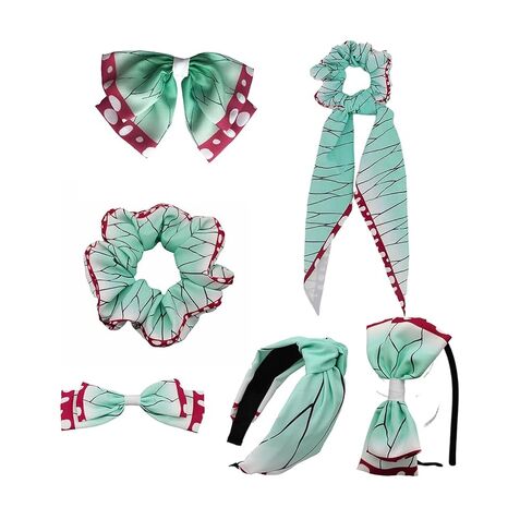 6PCs Bow Tie Bowknot Hair Pin Ties Rope Accessories props decorations hairband clips for Shinobu Nezuko Tanjirou Cosplay use (Kochou Shinobu) in Saudi Arabia
