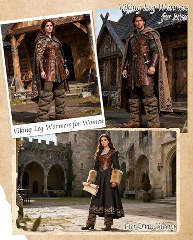 Zando Viking Fur Boot Covers Brown Furry Leg Warmers - Women Men Medival Renaissance Costume Halloween Cosplay Accessories in Saudi Arabia