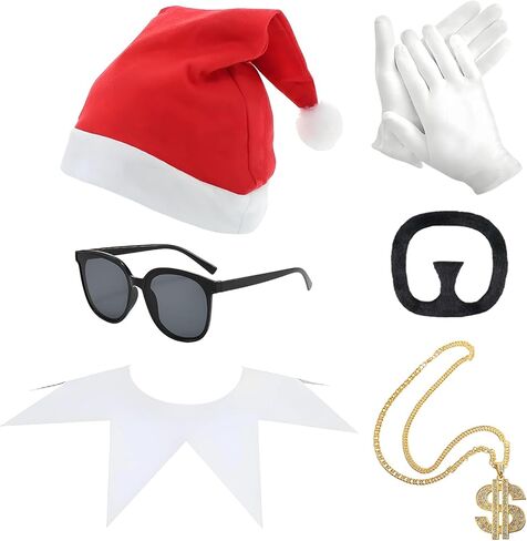 Christmas Elf Costume Set Adult Doll Outfit White Collar Red White Elf Accessories Christmas Party Accessory in Saudi Arabia