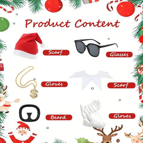 Christmas Elf Costume Set Adult Doll Outfit White Collar Red White Elf Accessories Christmas Party Accessory in Saudi Arabia
